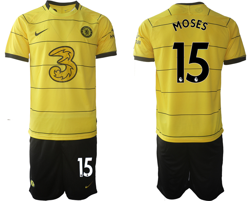 Men 2021-2022 Club Chelsea away yellow #15 Soccer Jersey